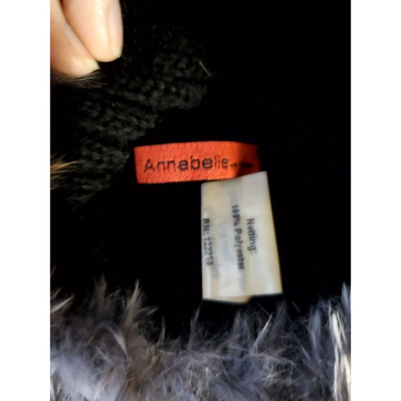 Annabelle New York Women's Rabbit Fur & Fox Fur Pom Pom Beanie Gray One Size - Picture 6 of 8